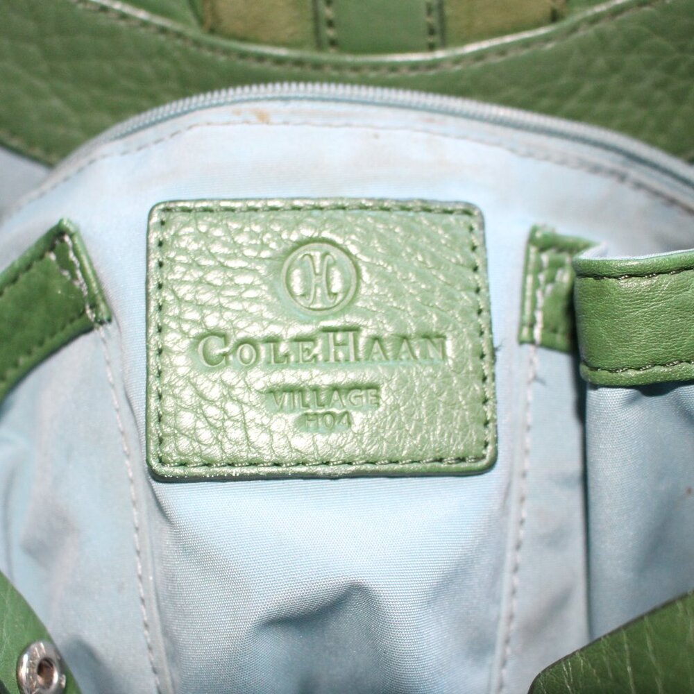 Vintage Cole Haan Green Leather Handbag Villager H04 Beautiful - Picture 9 of 9
